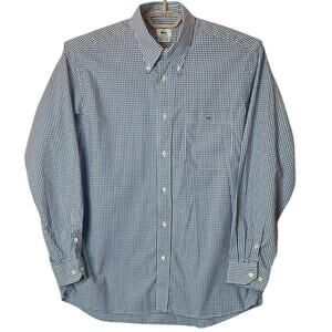Lacoste Mens Shirt Sz 42 Blue Check Long Sleeve Pocket Logo Preppy Designer Work